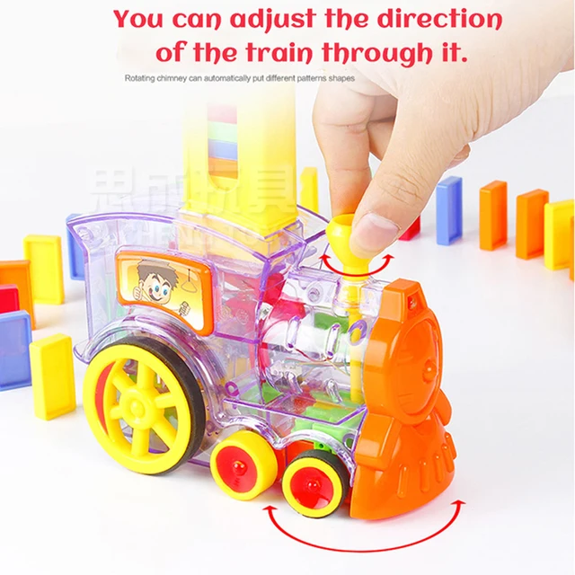 Colourful Train Domino Electric Car Vehicle Model Automatic Set Up Plastic Dominoes Unisex Gift Game Toys For Children 4