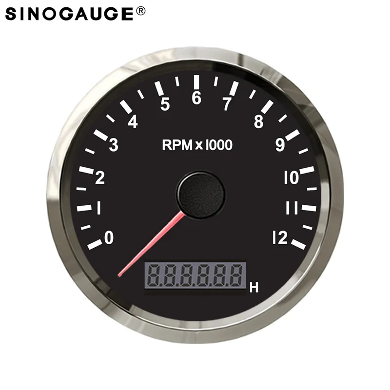 Universal Motorrad Digital LED LCD Tachometer Drehzahlmesser Retro Chrom f/ür alle Motorr/äder mit 12V Netzteil