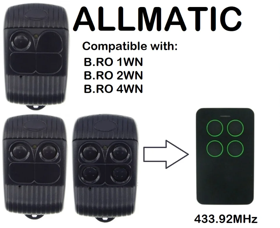 

ALLMATIC BRO1WN, BRO 2WN, BRO4WN Compatible Remote control Rolling code