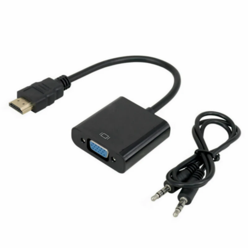 HDMI to VGA Adapter Converter Cable Male to Female with 3.5mm Audio output for PS3 Xbox360 PC Laptop HDTV 1080P Display