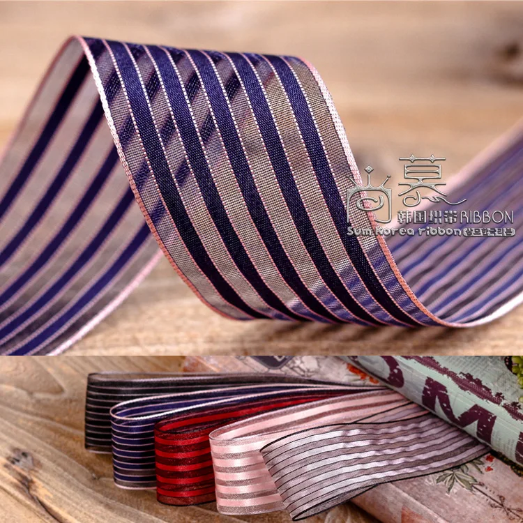

100yards 25mm 40mm satin stripes organza sheer ribbon for wedding party supplies hair bow accessories diy craft supplies