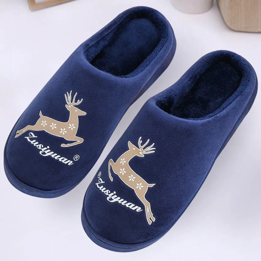 

Family Matching Shoes Warm Thick Bottom Home Indoor Slippers Fawn Print Cotton Kids Spring Winter Shoes Mother House Slippers