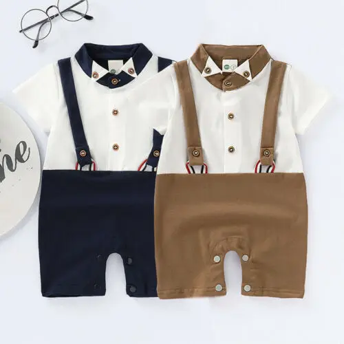

Summer Newborn Kids Baby Boy Gentleman Romper Jumpsuit Formal Clothes One-Pieces Set 0-18M