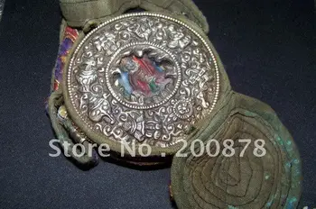 

TGB081 Tibet brass Prayer box,big round GAU Buddha amulet,100mm,Tibetan lucky Eight Auspicioius (Babao)