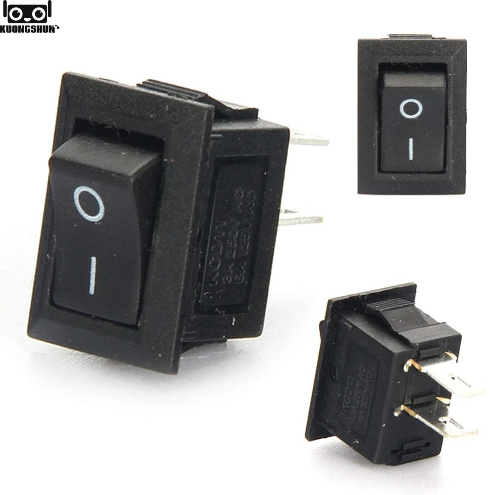 

10pcs/set KCD11 AC 250V 3A 2 Pin ON/OFF I/O SPST Snap in Mini Boat Rocker Switch