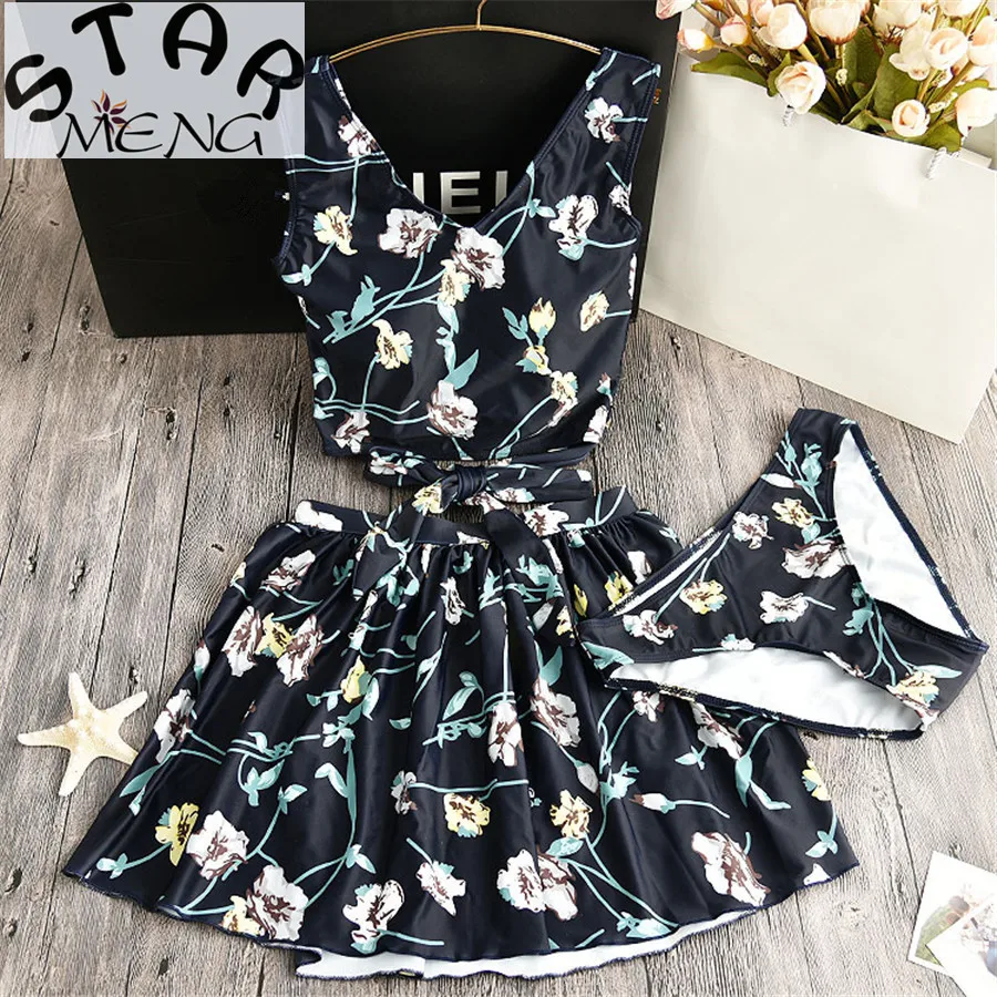 STAERK 2017 new cute girls swimsuit floral conservative small chest