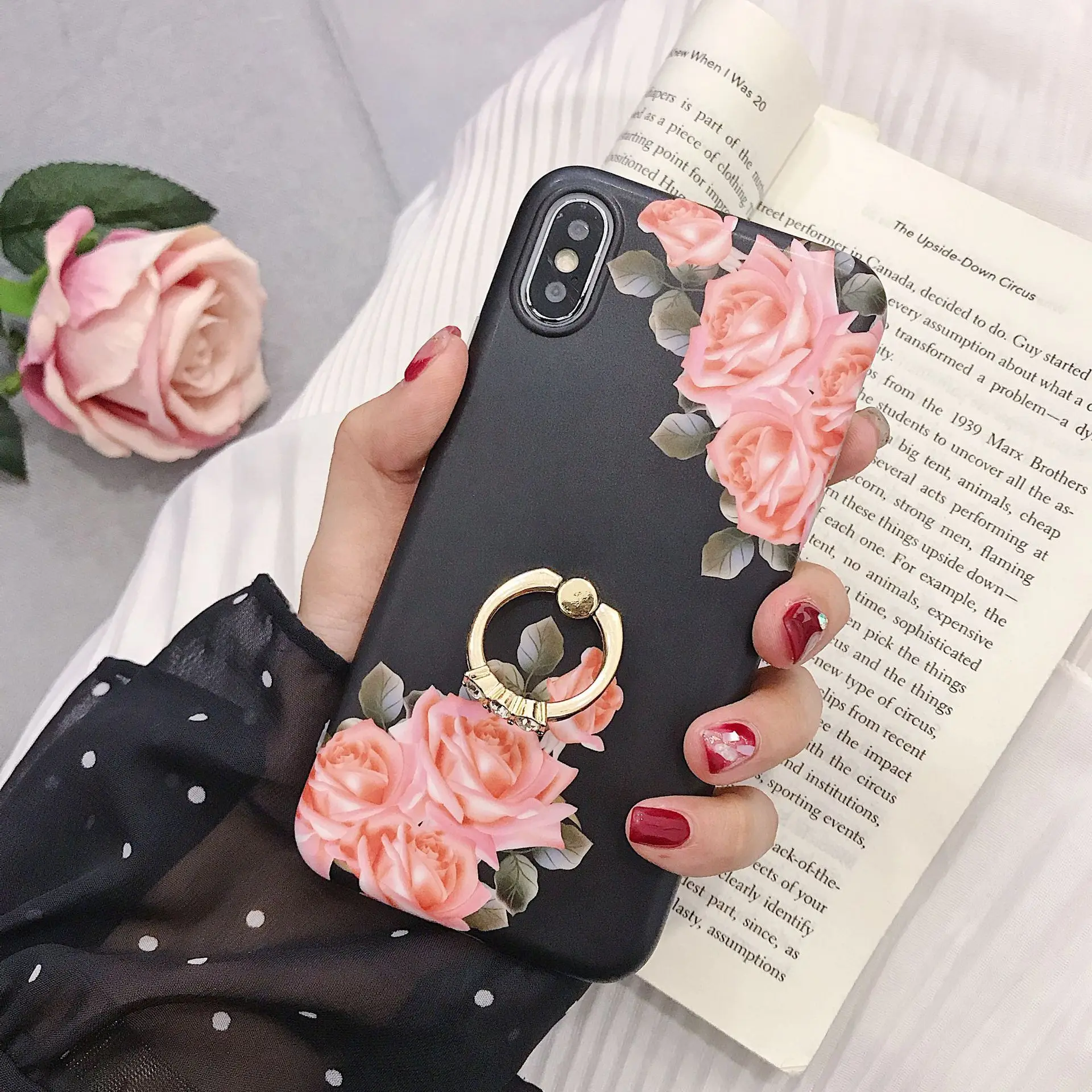 Мягкий силиконовый чехол для телефона LoliHippo Flower защитный iPhone X 7 8 6 6S Plus блестящий
