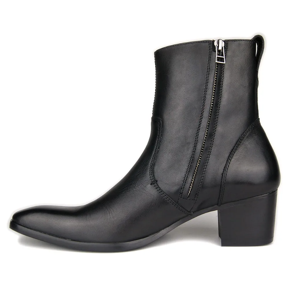 La De Cuero Del Hombres Hecho Mediados Cm Fiesta Genuino Tacón Altura Vaca Aumentar Ternero Mens Zapatos Rojo Mano Fondo Botas A 5 Alto Pie Dedo Cuadrado Fetiche Rdrdwvq