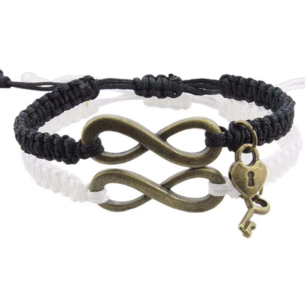 

2pcs/pair "Endless Love" Infinite love Adjustable bangle key and lock Pairing relationship bracelets couple Gift Lovers' Bangles