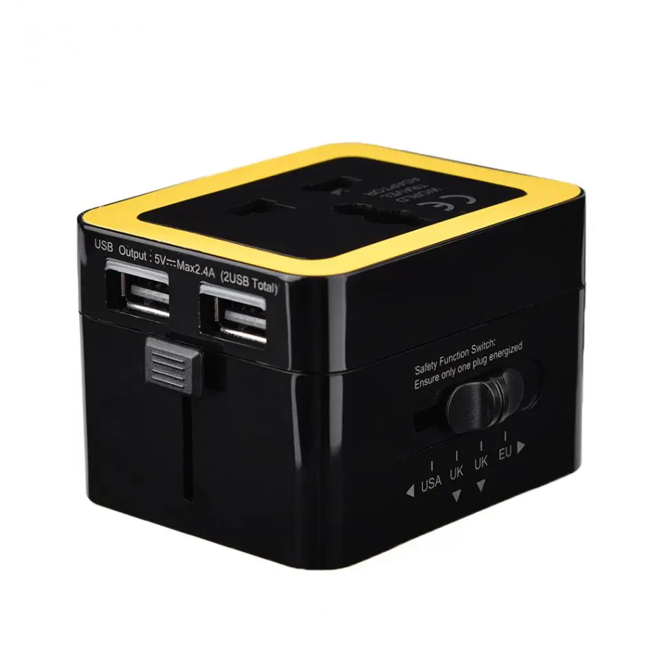 Vbestlife Dual USB 2.4A Зарядное устройство Plug Универсальный World Travel Зарядное устройство конвертер разъем АС Великобритания США ЕС Подключите адаптер черный, белый цвет золото