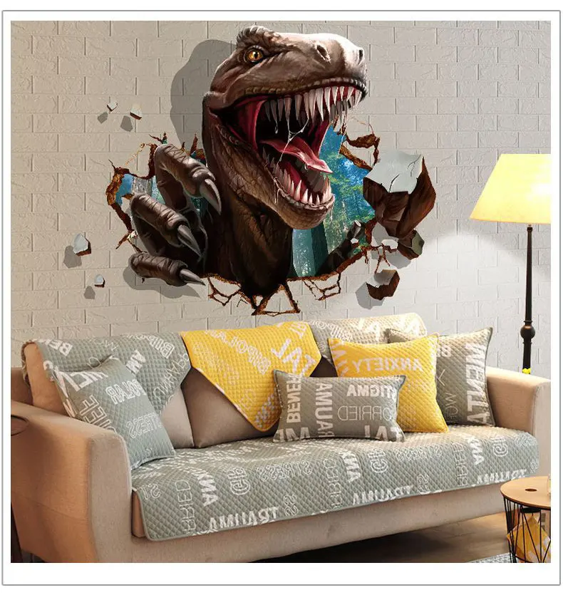 % Three-Dimensional Dinosaur Bedroom Wall Sticker Wall Decorations Living Room kids room Decoration 3D Stickers poster wallpaper