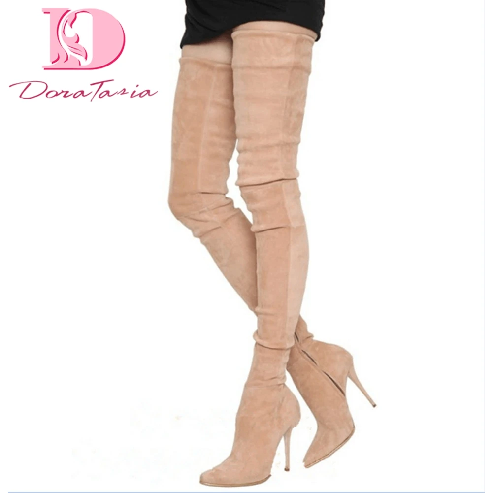 

DoraTasia 2018 luxury brand large sizes 33-48 Women's shoes Boots thin High heels Over-The-Knee boots woman party shoes