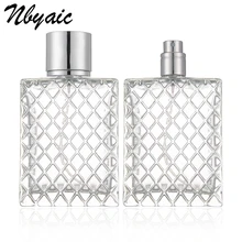 100 мл квадратная Нескользящая плоская бутылка в клетчатой форме стеклянная бутылка-спрей флакон для духов простая Мода