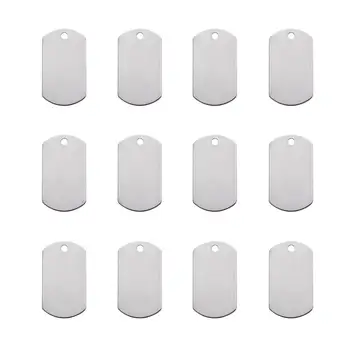 

304 Stainless Steel Pendants Rectangle Blank Stamping Tags Stainless Steel Color, 35x19.5x1mm, Hole: 3mm