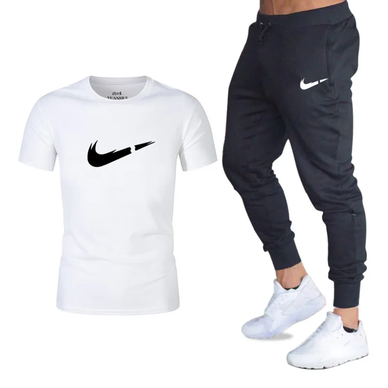 

Men's Sets T Shirts+pants Two Pieces Sets Casual Tracksuit Men/Women New Fashion printing suits sportwear Gyms Fitness trousers