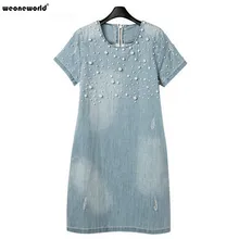 WEONEWORLD/джинсовые синие платья для беременных женщин; летняя одежда для беременных; большие размеры; Одежда для беременных; платье для беременных