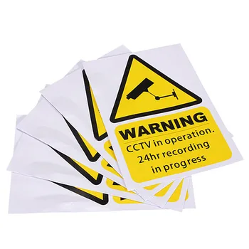

5pcs A Lot New Arrival High-end Yellow Window Warning Stickers Signs Decal CCTV In Operation 100mm x 150mm