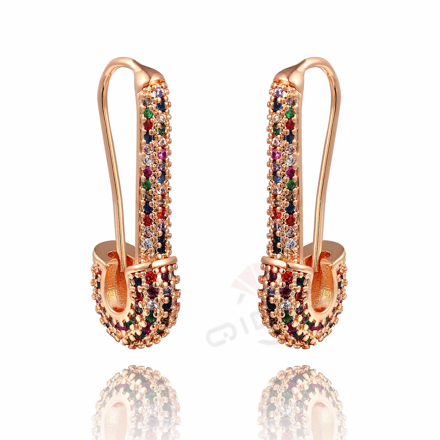 

Brooch Shape Red Cubic Zircon Earrings for Women 585 Rose Gold Women's Earrings Woman Party Wedding Jewelry Valentines Gifts