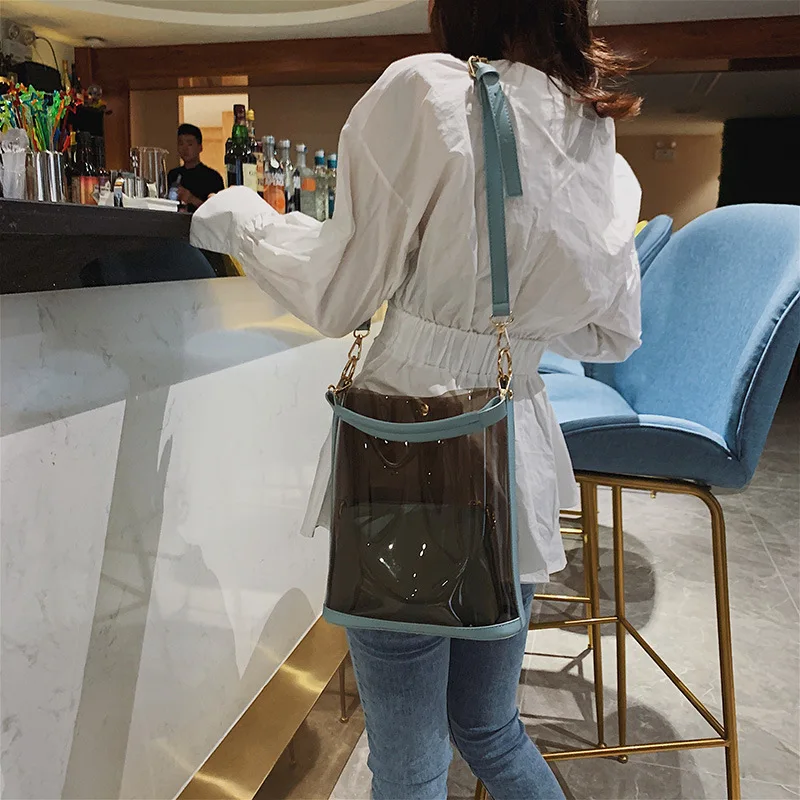 Amberler женская ПВХ женская сумка из ткани сумка высокого качества женская сумка на плечо модная прозрачная сумка через плечо Повседневная сумка-мессенджер