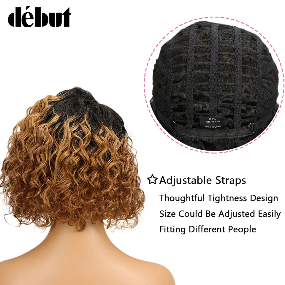 Debut Wig Human Hair Ombre Bob Lace Wig Short Ombre Curly Human Hair Wigs For Black Women Brazilian Remy Water Wave Lace Wig