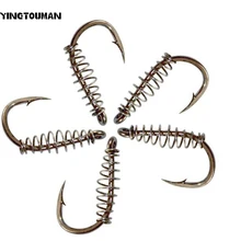 YINGTOUMAN, 2 шт./лот, пружинная форма, 3#-15#, рыболовный крючок для кальмаров, рыболовный крючок и петля, Тяговая приманка, легко рыболовные снасти
