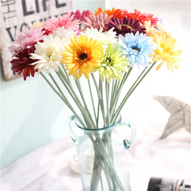 Gerbera 인공 꽃 웨딩 장식 실크 꽃 데이지 1 pc 55 cm 가짜 꽃 아프리카 국화 파티 홈 장식