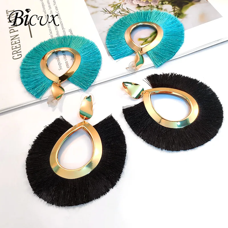 BICUX серьги-капли с большими кисточками для женщин модные массивные серьги в