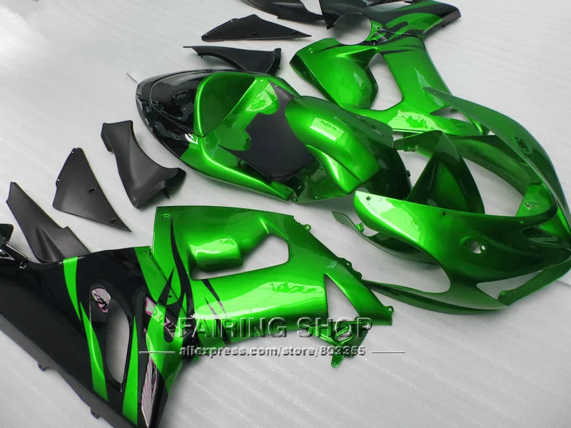 Обтекатели мотоцикла для Kawasaki Ninja ZX6r 05 06 2005 2006 (металлик Зеленый) Боди 100% fit