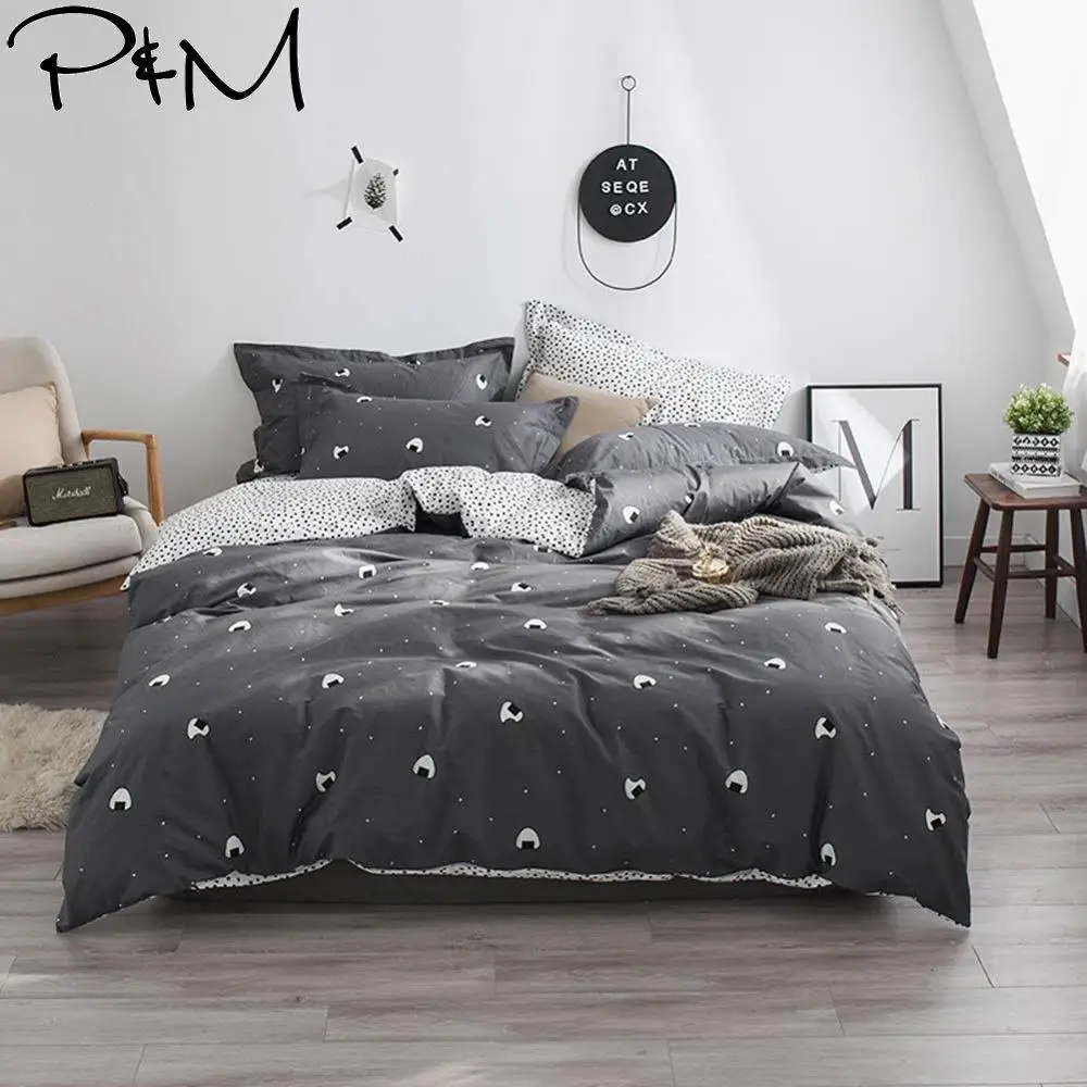 

2019 Dark Grey Rice Roll Scandinavian Duvet Cover Set Twin Queen King Size Cotton Bedding Set Flat Sheet Bedlinens Bed Cover
