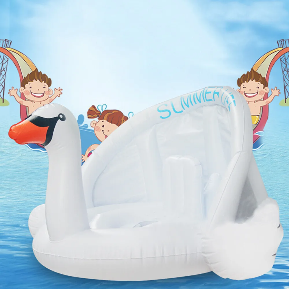 

Baby Inflatable Flamingo Swan Pool Float with Sunshade Ride-On Swimming Inflatable Swan Swimming Ring Sun Shade Seat Life 5.2