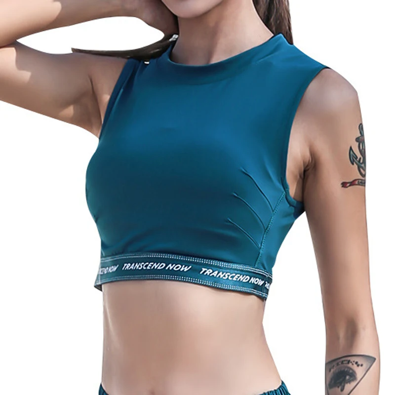 

Women's Yoga Vest Crop Top Stretch Breathable Sexy Sleeveless Comfortable Letter printing Solid Color Quick Dry Workout Clothes