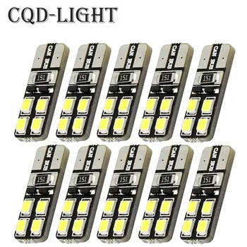 

LCARED 10pcs/lot T10 8 SMD 2835 CAR DOME 194 168 W5W DC 12V CANBUS OBC ERRO FREE XENON WHITE Warm white