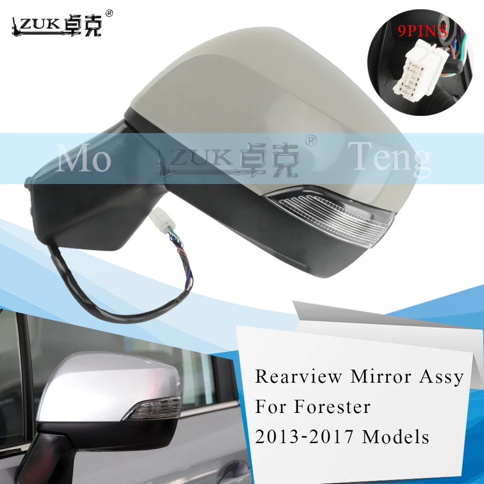 

ZUK Outside Rearview Mirror Rear View Mirror Assy For Subaru Forester 2013 2014 2015 2016 2017 LED Light + Heated + Auto Folding
