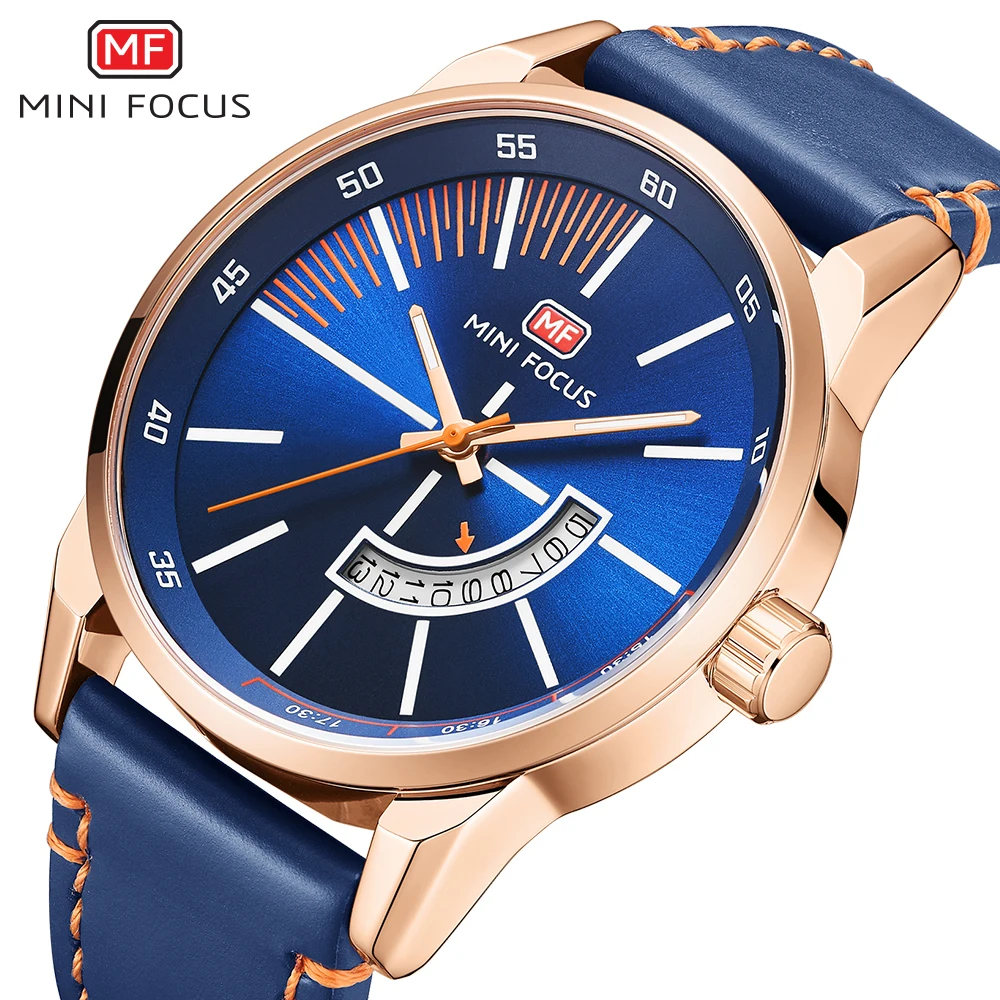 MINI FOCUS Fashion Cool Blue Luxury Brand Wristwatch Mens Watches Quartz Leather Watch Men Clock Male Calendar Date Gift To Man MINI FOCUS Fashion Cool Blue Luxury Brand Wristwatch Mens Watches Quartz Leather Watch Men Clock Male Calendar Date Gift To Man