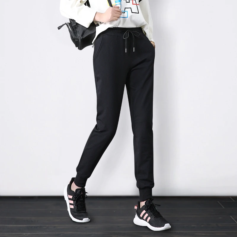 

Hot Sale Spring Harem Pants Women Elastic Waist Loose Solid Full Length Pants Student Pockets Casual All-match Trousers