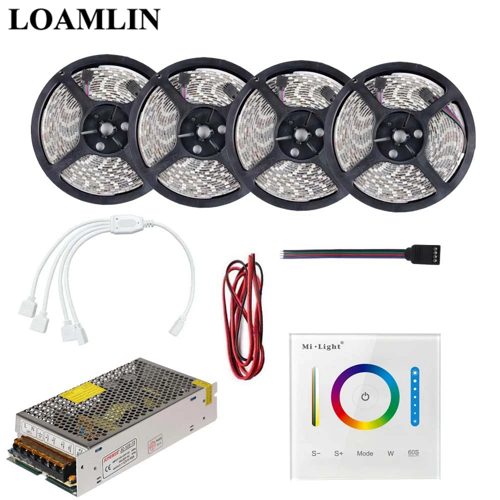 

DC12V 2835/3528 RGB Led Flexible Strip Light With Milight P3 RGB Touch Panel Led Controller Power Driver Kit 5M 10M 15M 20M