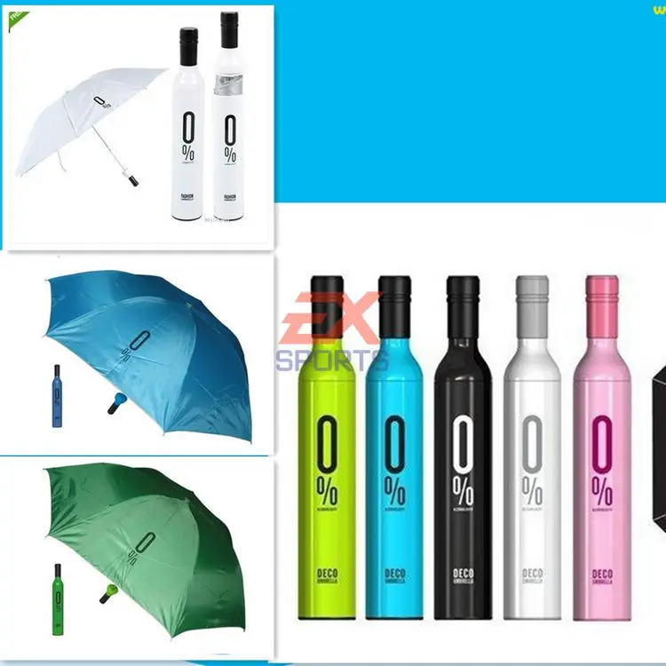 Wine Bottle Portable Folding Umbrella Outdoor Rain Sun Snow Folding Compact (2)