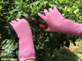 

Anti slip cut stab children gardening parent-offspring breathable stab-resistant garden nylon nitrile gloves