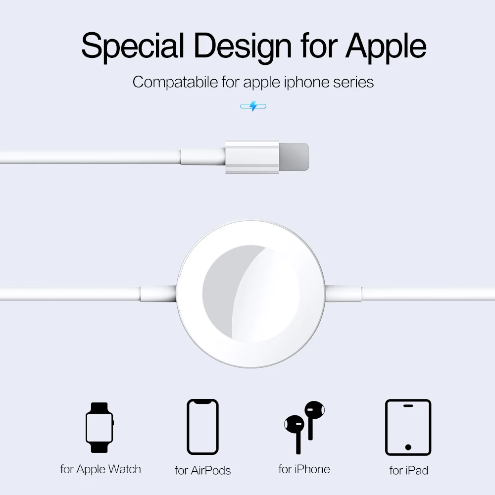 KISSCASE 2 в 1 зарядный кабель для телефона для Ipad iphone 8 XR X 7 быстрое зарядное устройство для Apple Watch магнитный беспроводной зарядный кабель для передачи данных