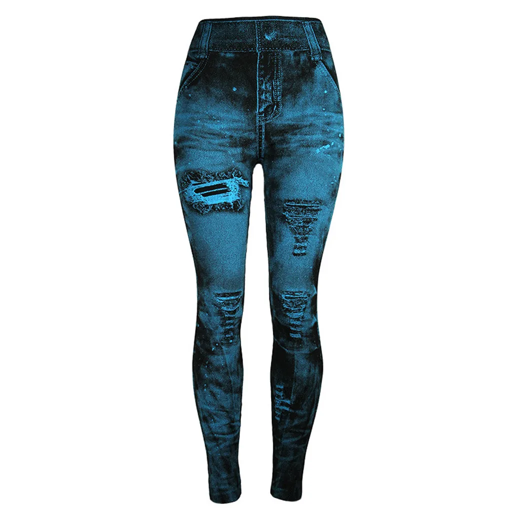 

Unique style fashion beautiful and elegant Women Jeans Bottom Pants Coloured Super Bomb Slim Nine-minute Light blue Pant W30416