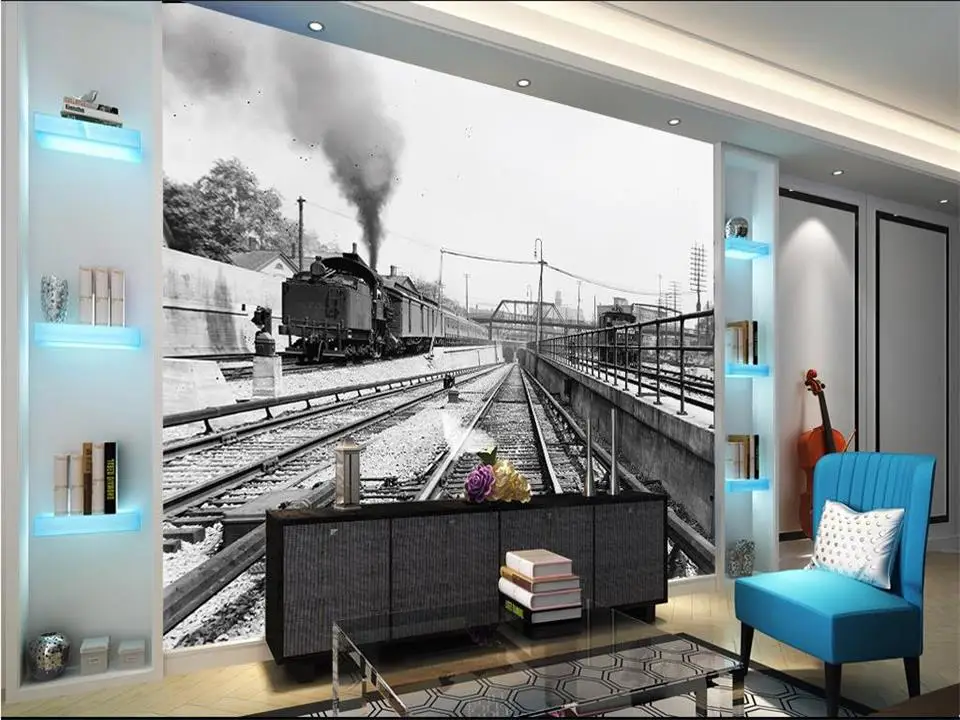 3d обои на заказ фотообои для гостиной огромная картина старом железнодорожном