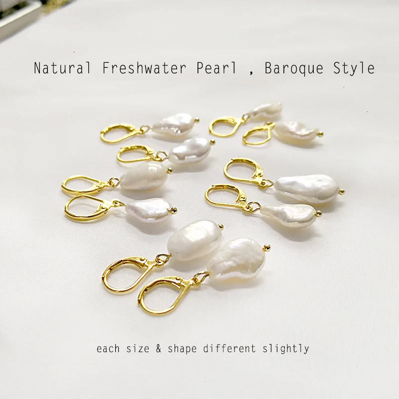 Peri'sBox Irregular Shaped Freshwater Pearls Earrings for Women Baroque Charm Huggies Earrings Minimalistic Bride Hoops Earrings - Image 2