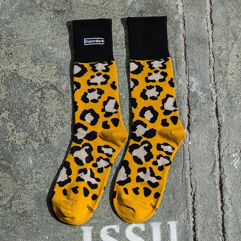 Женские носки с леопардовым принтом; сезон осень-зима; уличная мода для влюбленных; носки с ворсом; корейские толстые теплые носки - Цвет: 1
