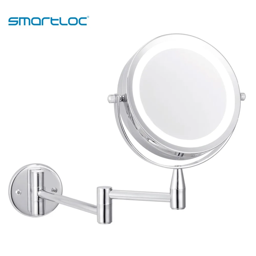 Smartloc 5x المكبرة الصمام أضواء الحلاقة الحائط مرآة حمام ماكياج حمام حلاقة المكياج مرايا مستحضرات تجميل الغرور الذكية
