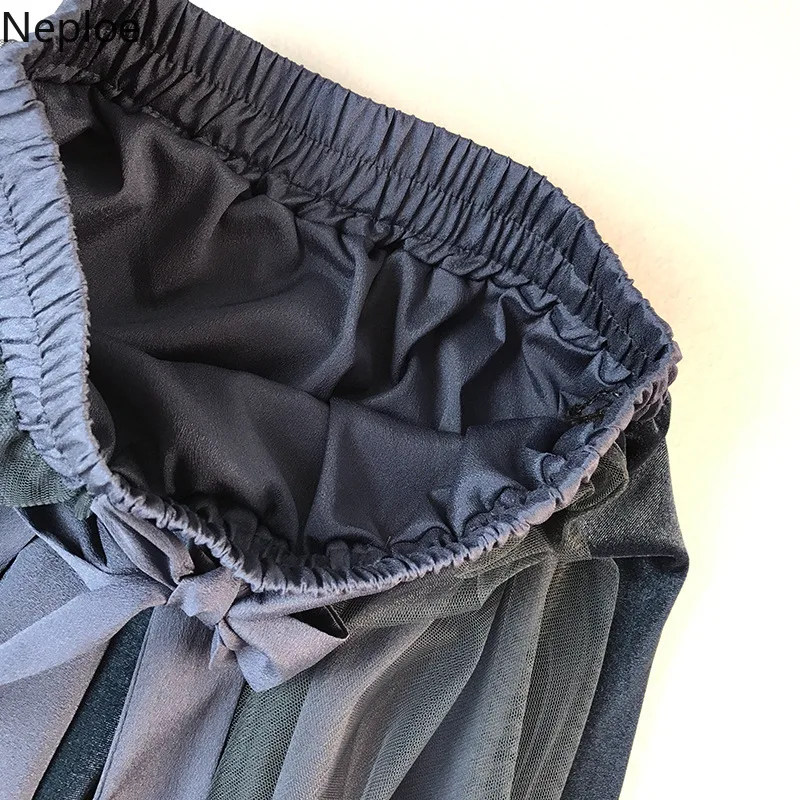 Neploe новая сетчатая Лоскутная Летняя коллекция, Женская юбка, шикарные драпированные створки, нижняя часть, милая длина до середины икры, большое крыло, Faldas 43261