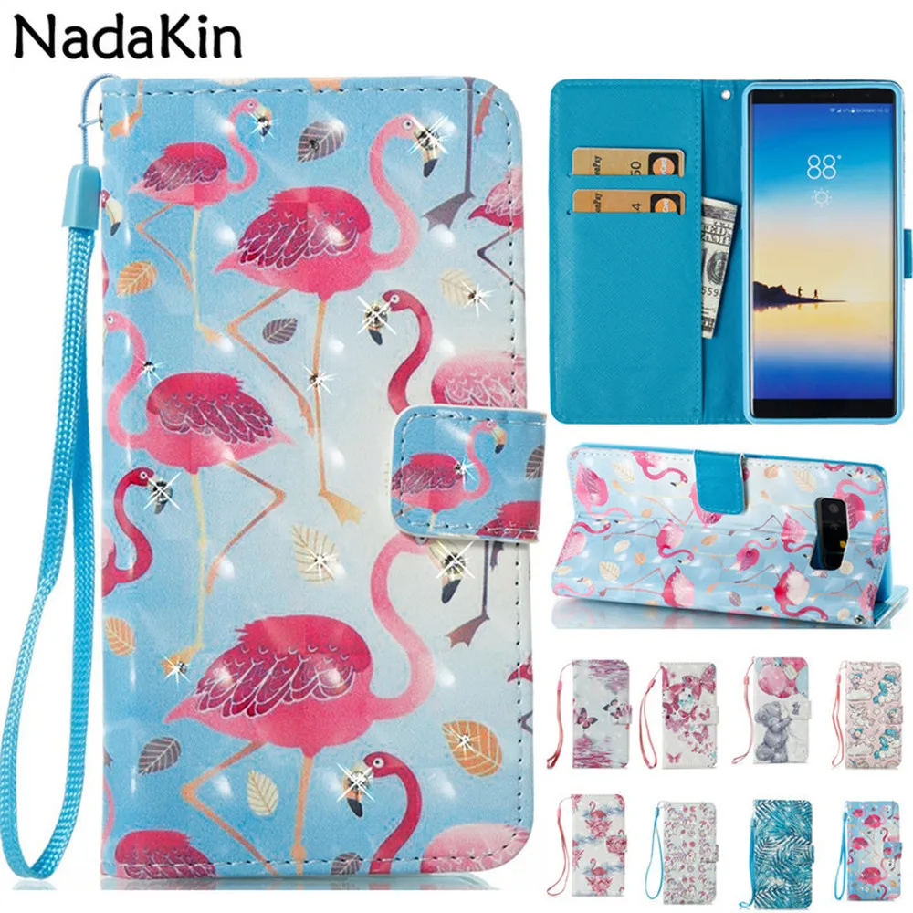 

Bling Painted Flip Case for Samsung Galaxy Note 8 S7 Edge S8 S9 Plus A3 A5 J3 J5 J7 2016 2017 EU PU Leather Cover Wallet Slots
