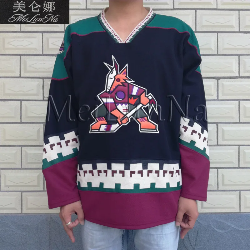 MeiLunNa Christmas Black Friday Phoenix Coyotes Blank 97 Jeremy Roenick Black Hockey Jersey 0001 Embroidery Stitched