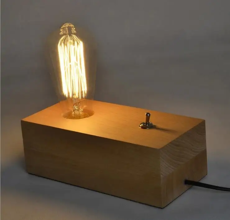 

Modern Wooden table lamp with switch E27 E26 base desk lamp 110/220V Led Decorative Bulb for home/bedroom/livingRoom decor