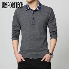 Новая весенняя и осенняя рубашка поло с длинным рукавом, мужская рубашка с отворотом, сплошной цвет, большой размер, приталенная рубашка, Корейская одежда