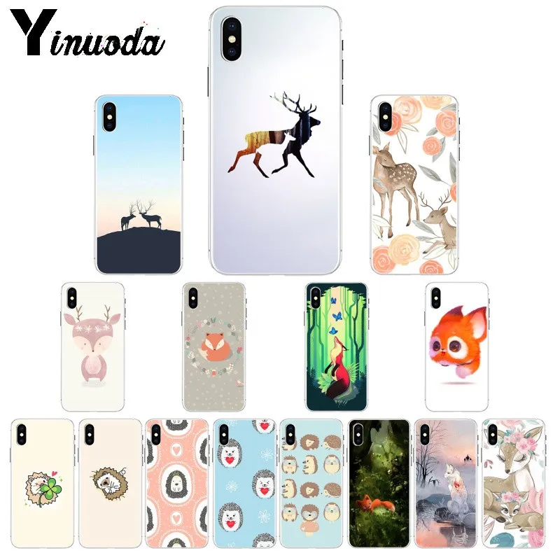 

Yinuoda Lovely Deer Cartoon Animals Fox Deer Hedgehog Arrived Cell Phone Case for Apple iPhone 8 7 6 6S Plus X XS MAX 5 5S SE XR